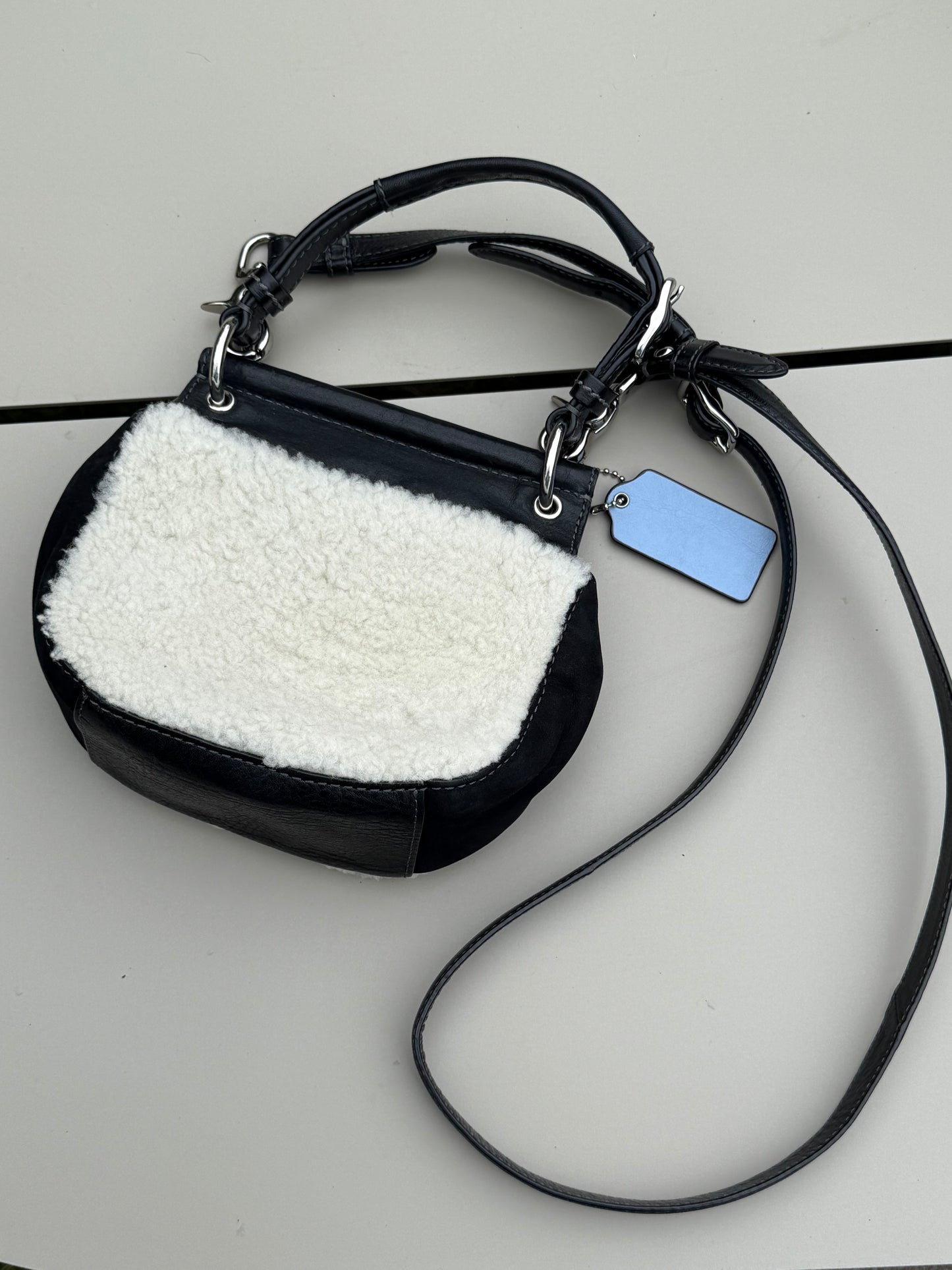 Coach Shearling & Leather Crossbody Bag