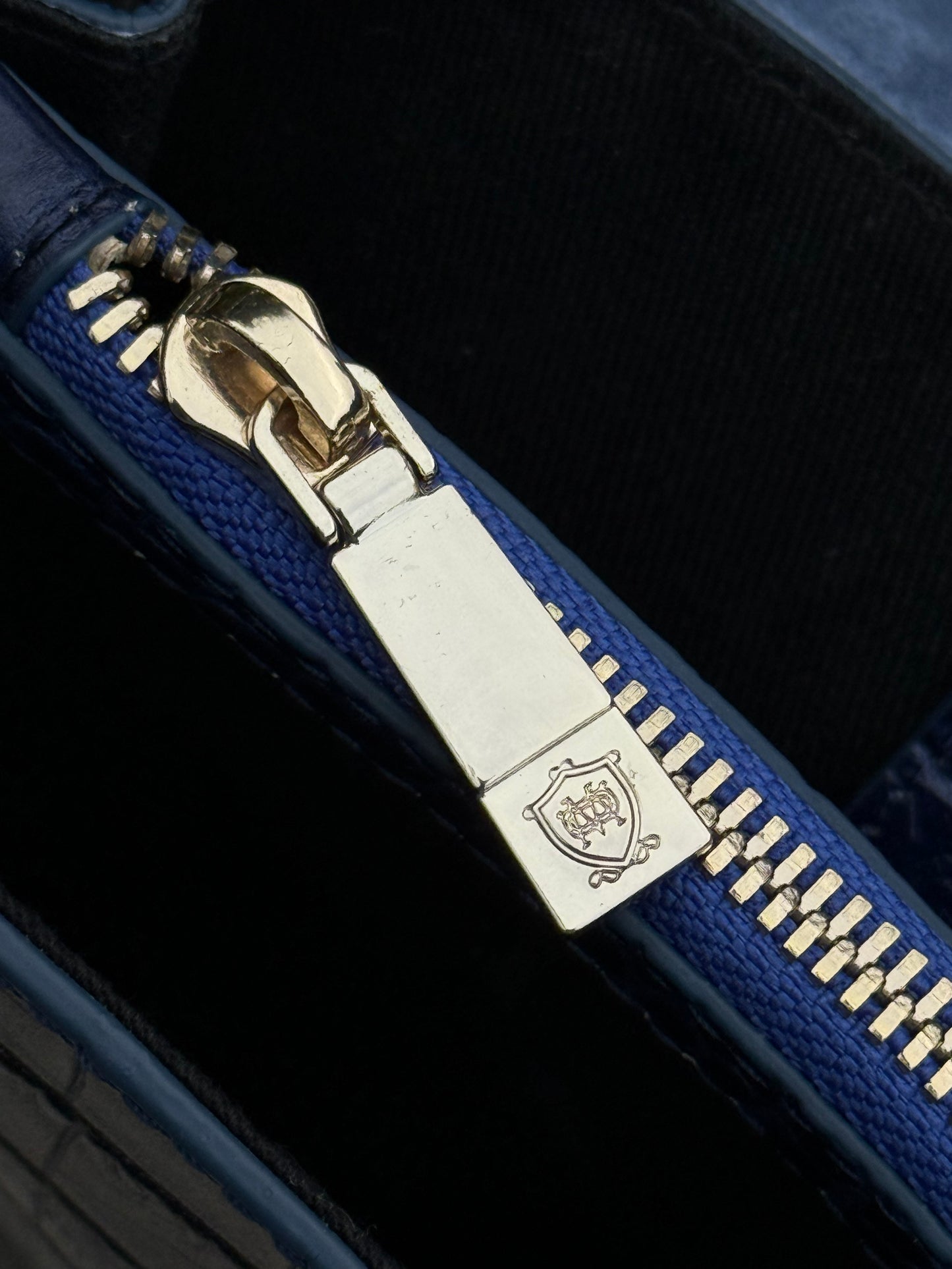Massimo Dutti 2017 Navy Stamp Crocodile Crossbody Bag