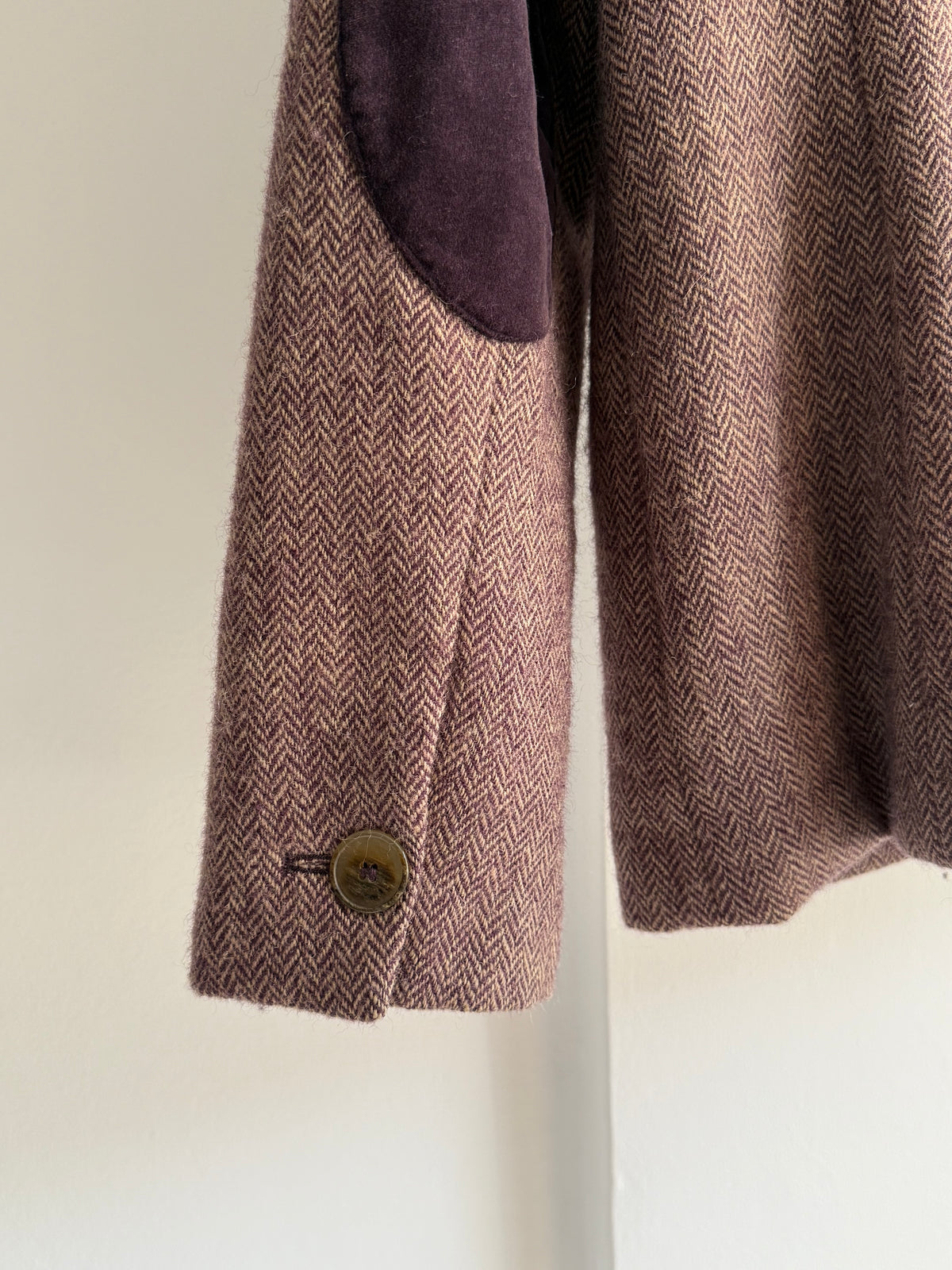 Brora Herringbone Wool Blazer with Elbow Patches