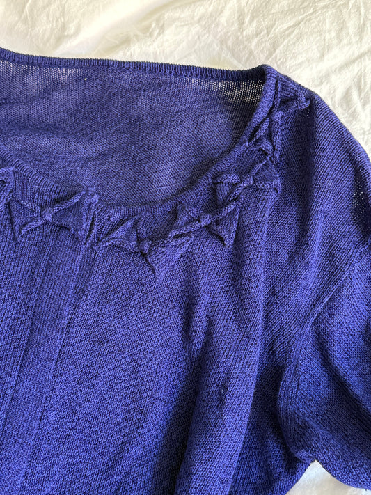 Vintage Indigo Cardigan with Bows