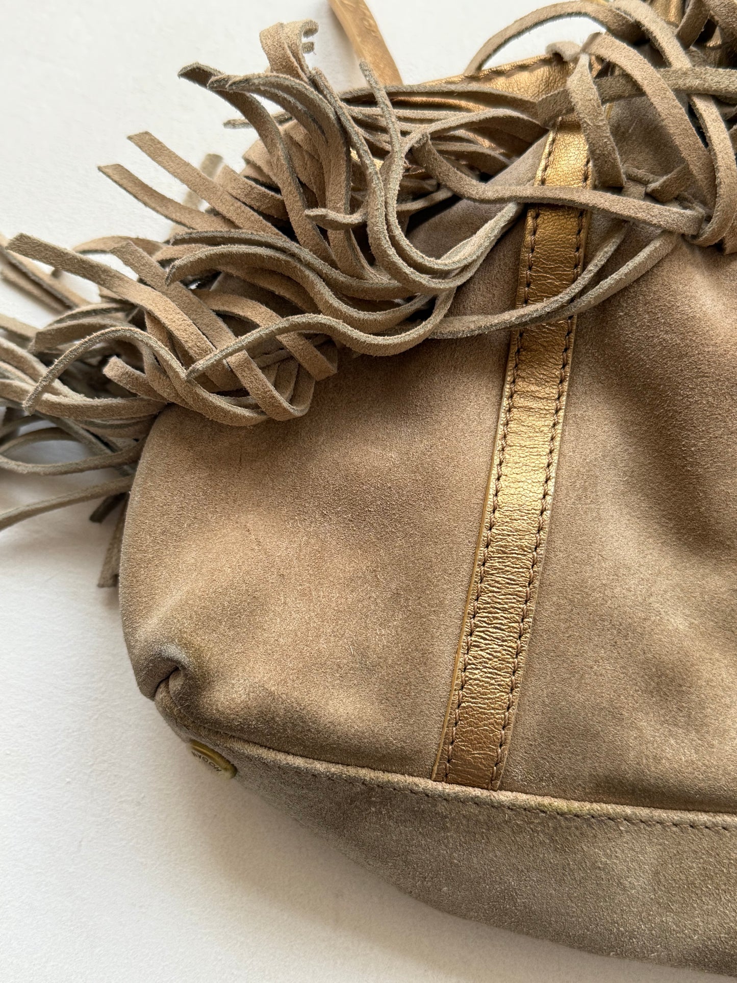 Rare 2000s Vintage Hogan Suede Bag with Fringe Detail