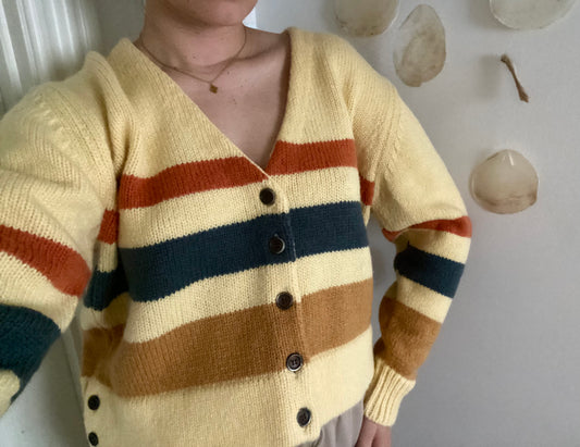 Cardigan With V Neck And Stripes