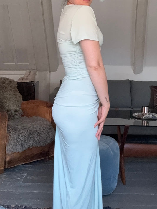 KHY Mint Asymmetrical Maxi Dress with Ruched Details