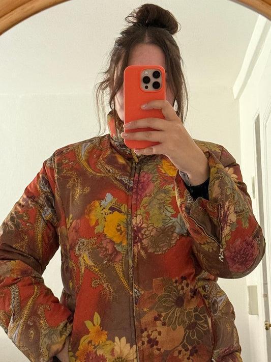 Vintage Sonia Bogner Floral and Paisley Down Puffer Jacket