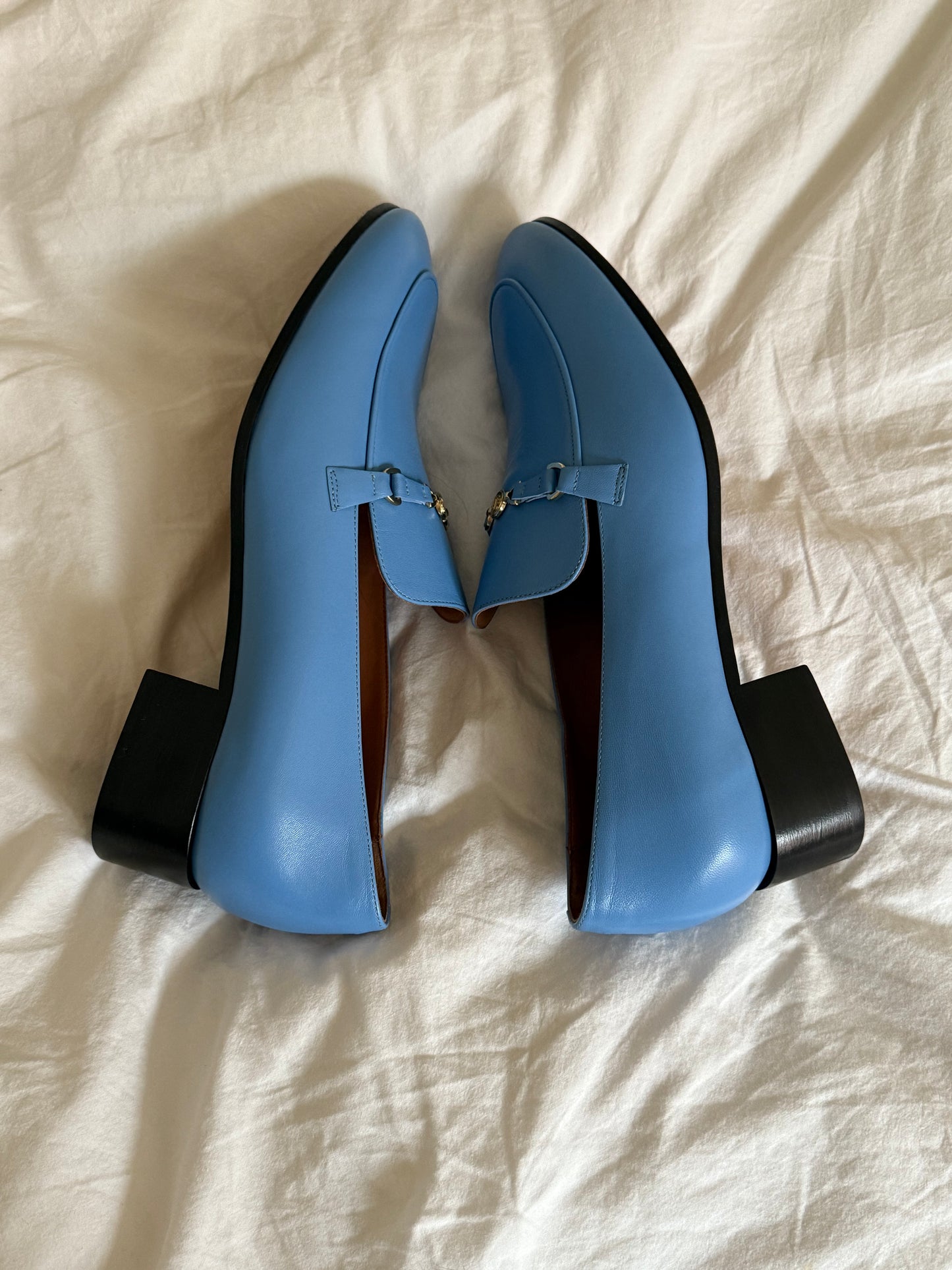 Maje Sky Blue Leather Loafers