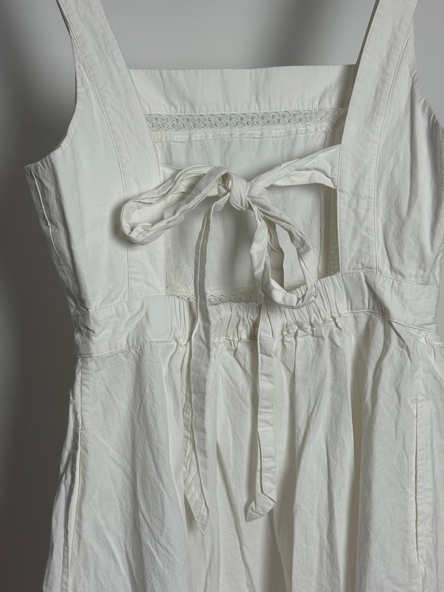 Ciao Lucia White Open Back Cotton Midi Dress with Bow Detail