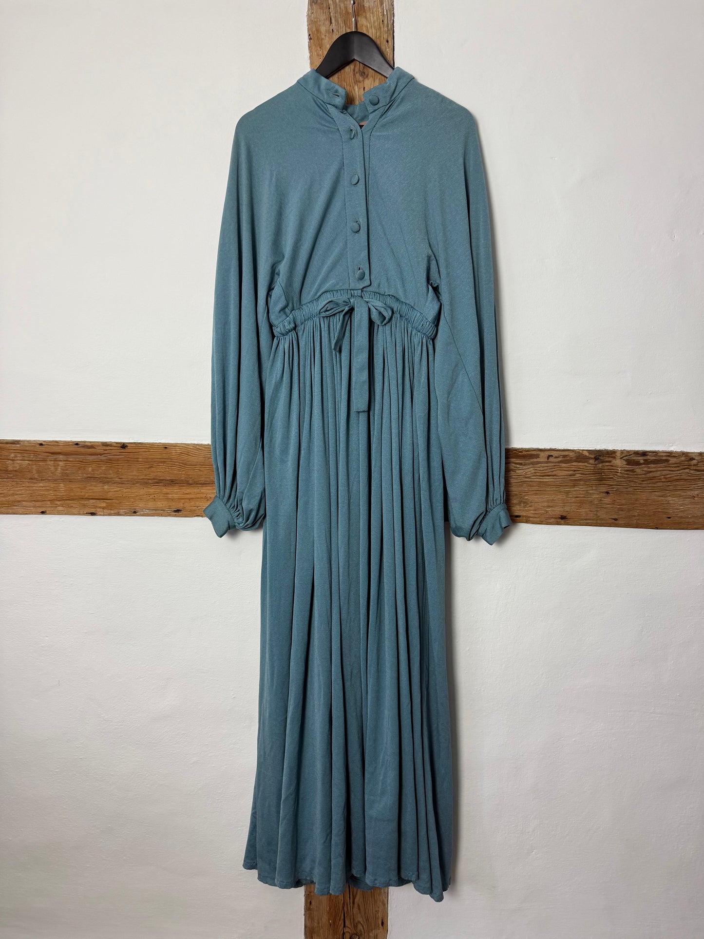 Vintage Rare Jean Varon Sky Blue Maxi Dress with Appliqué Details