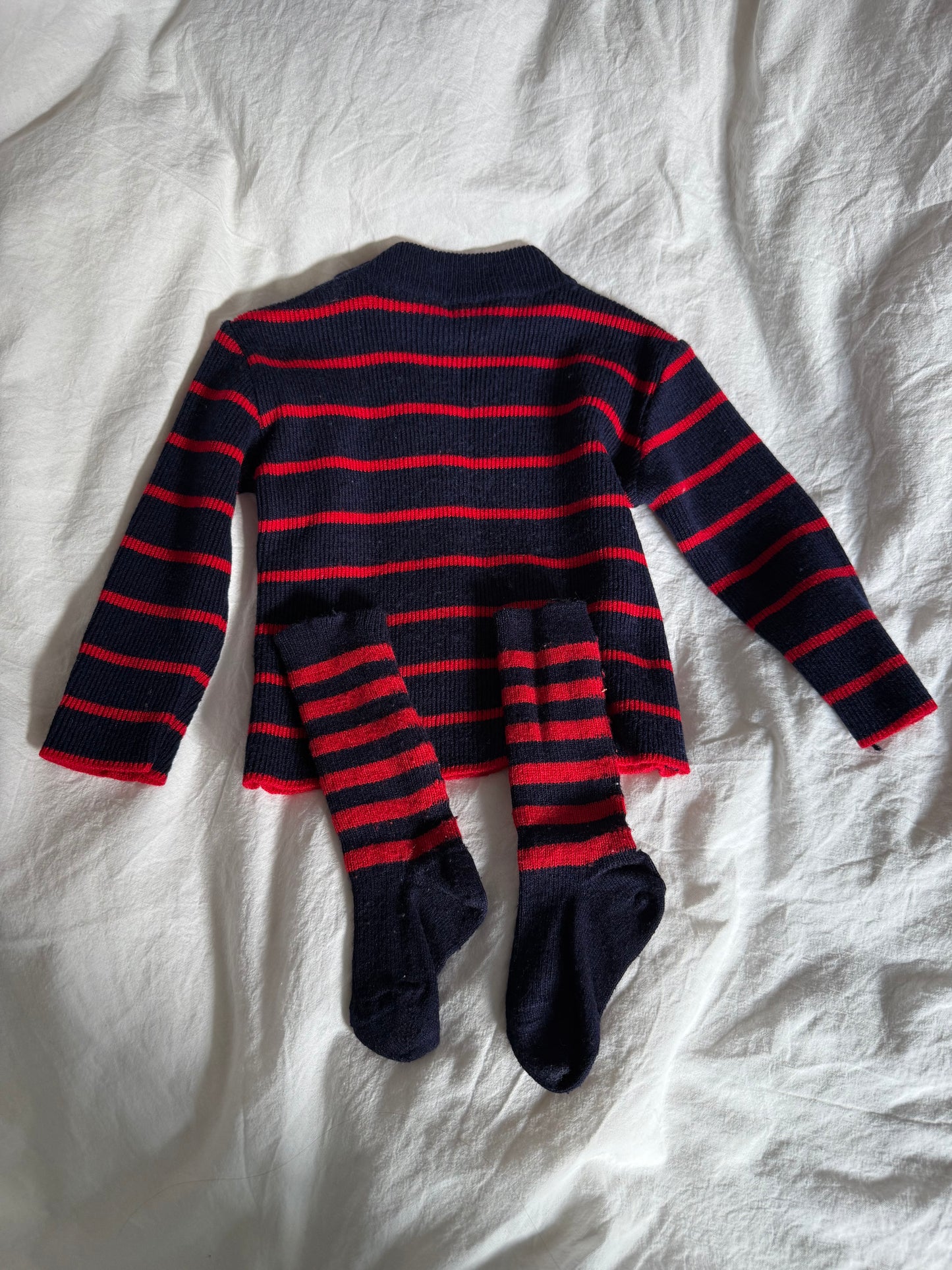 Vintage 1970s Baby Maritime Sweater with Matching Socks