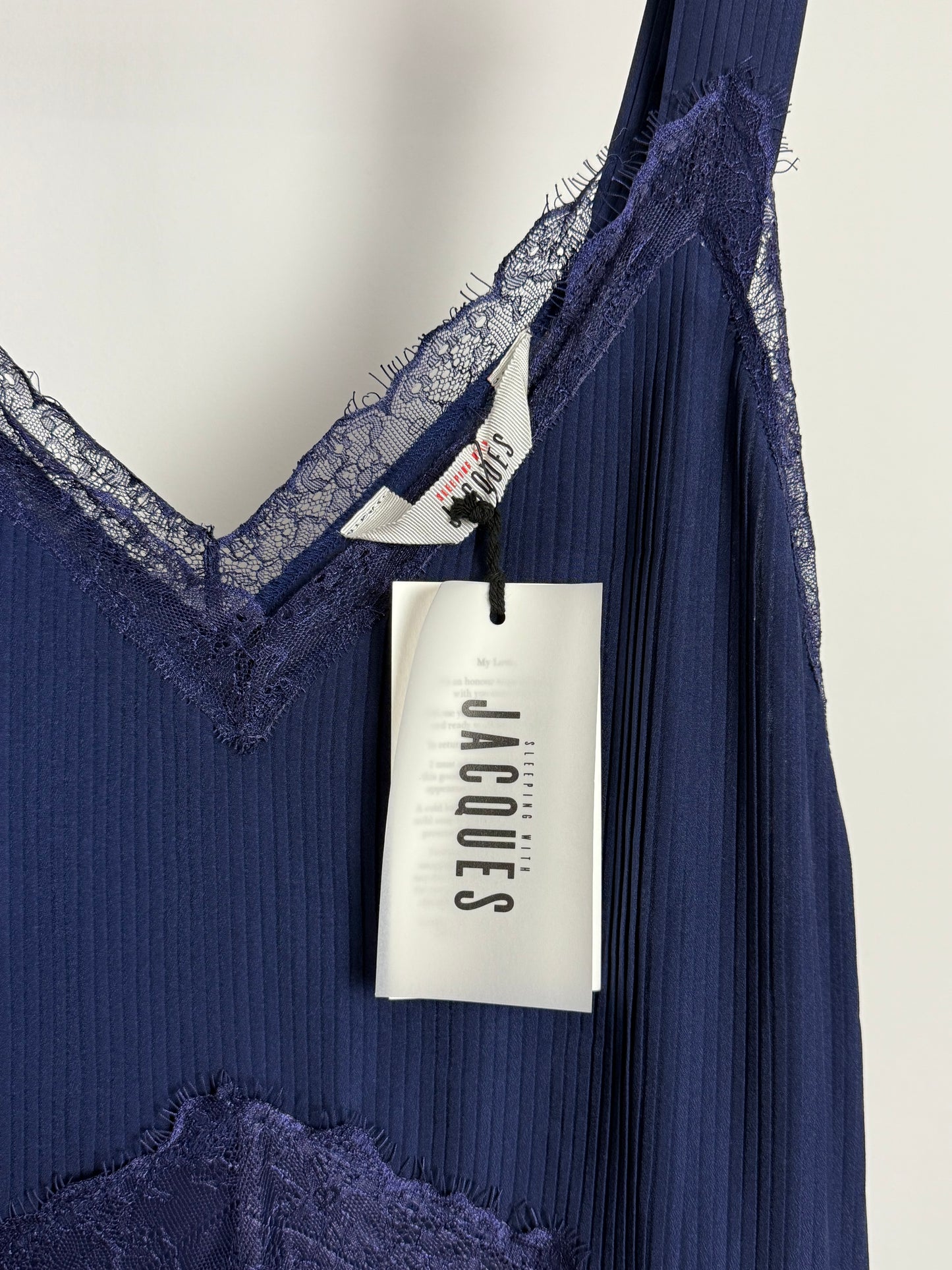 Sleeping with Jacques Midnight Blue Maxi Dress with Waistband and Lace Details