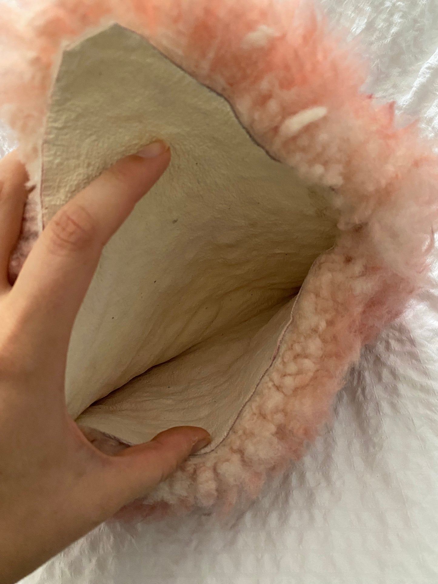 Fluffy Pink Clutch Made From Shearling