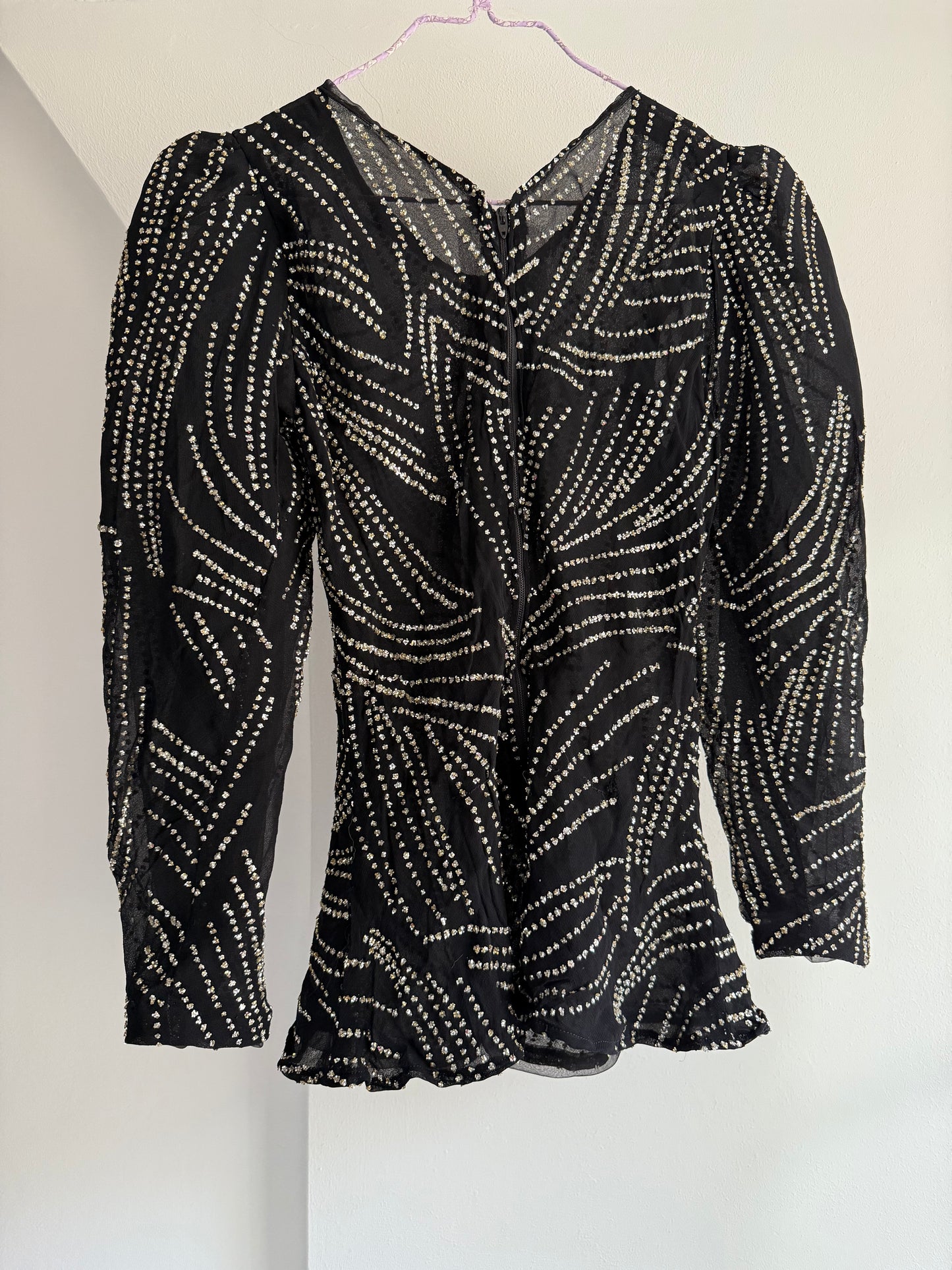 Vintage Glitter Top with Waist Defined Silhouette