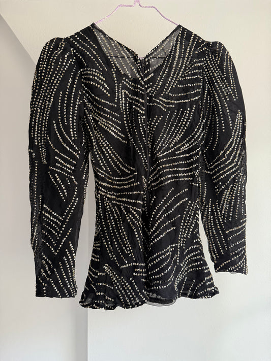 Vintage Glitter Top with Waist Defined Silhouette
