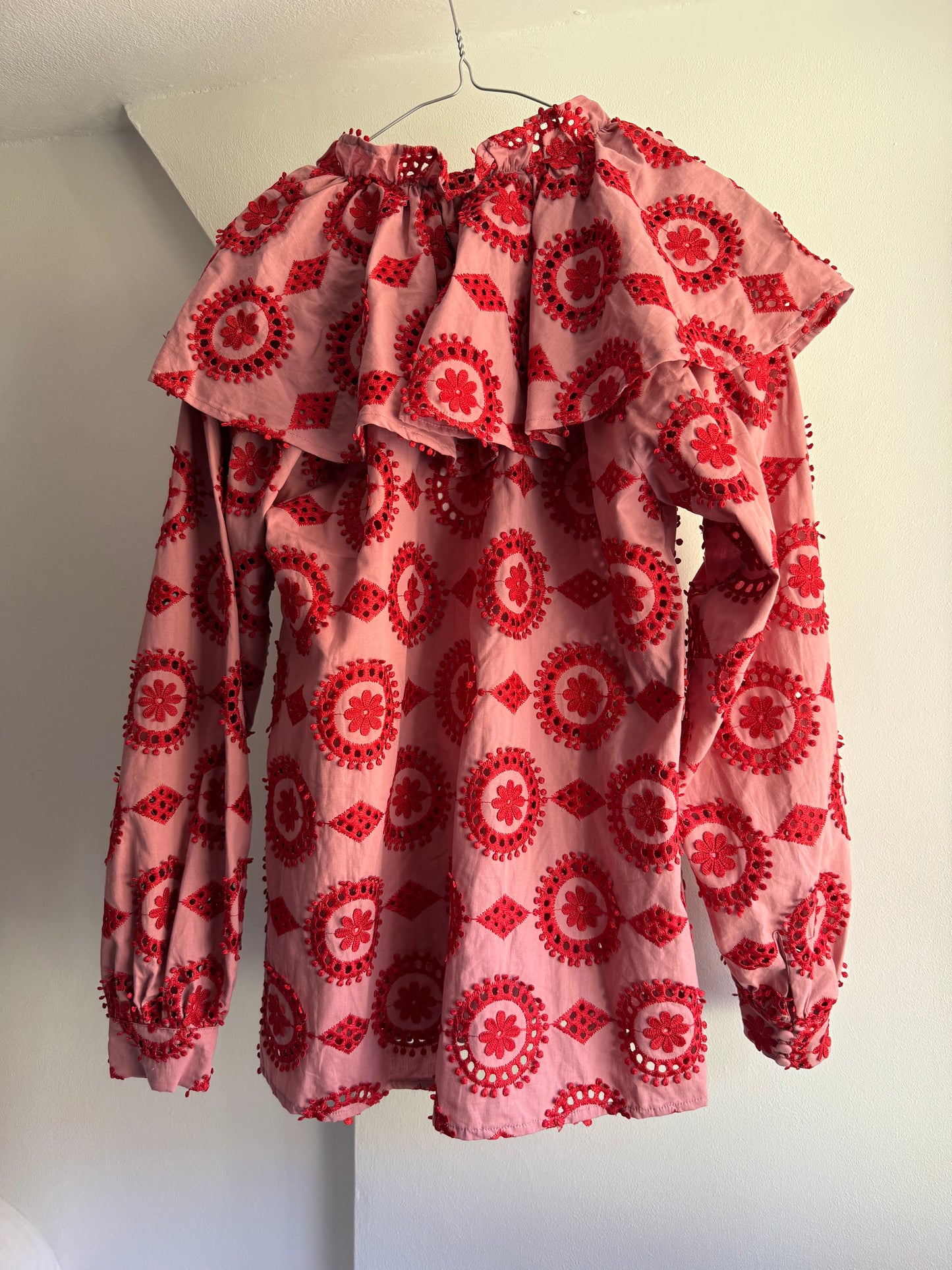 Hofmann Copenhagen Pink Blouse with Red Embroidery
