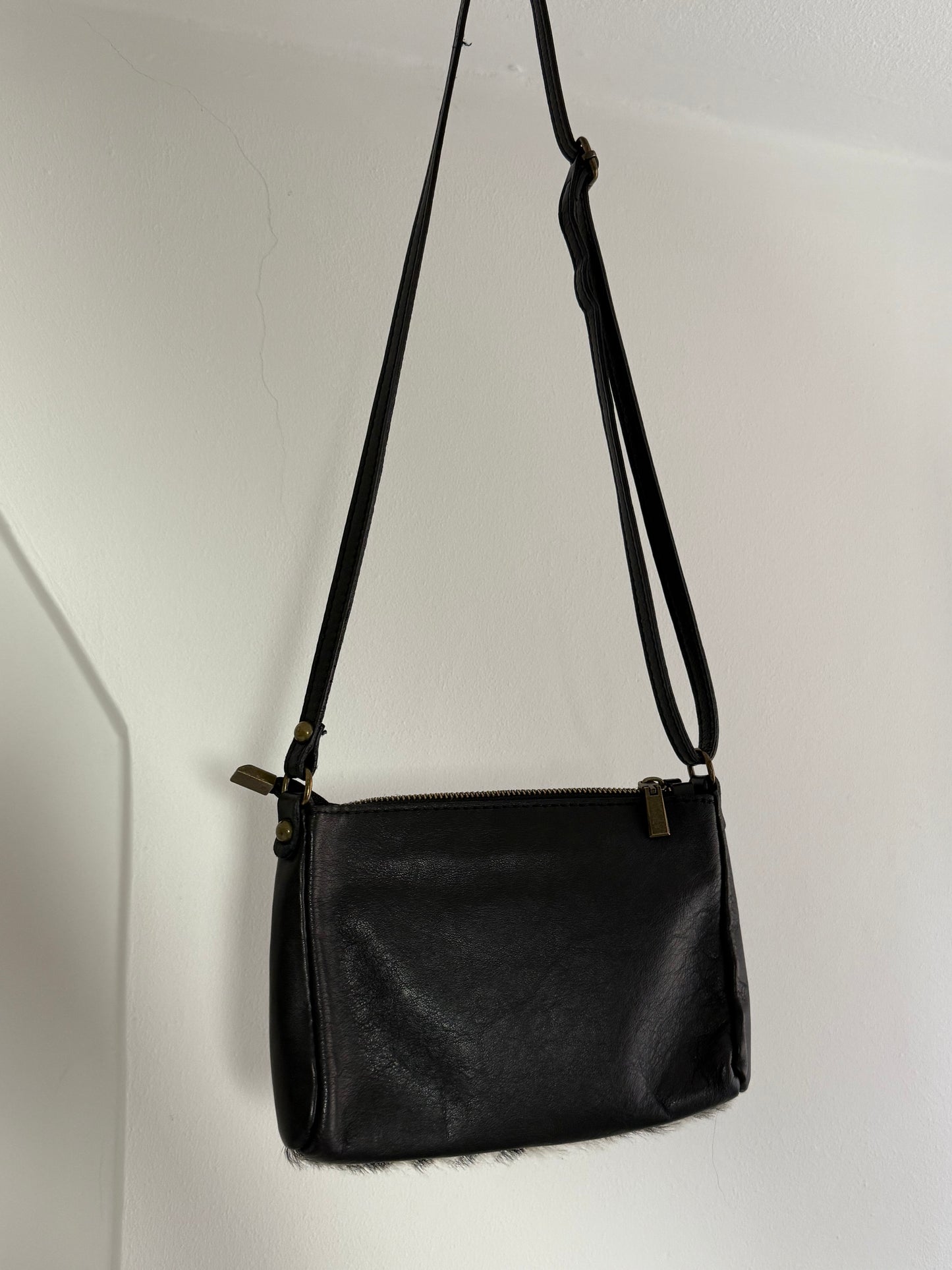 Vintage Rare Zebra Print Calf Hair Crossbody Bag