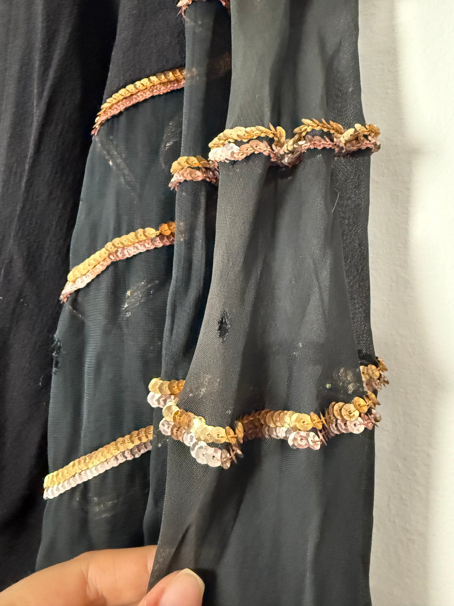 Vintage Dress From the Mid-70s with Sequins and Low Cut Neckline