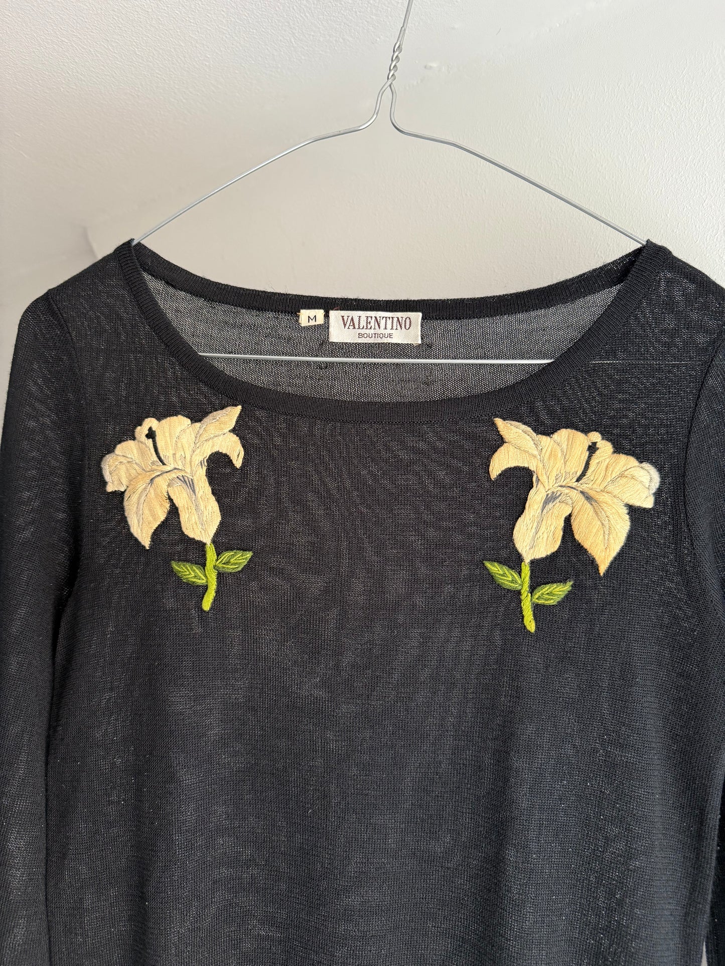 Vintage 1970's Valentino Top with Embroidered Flowers
