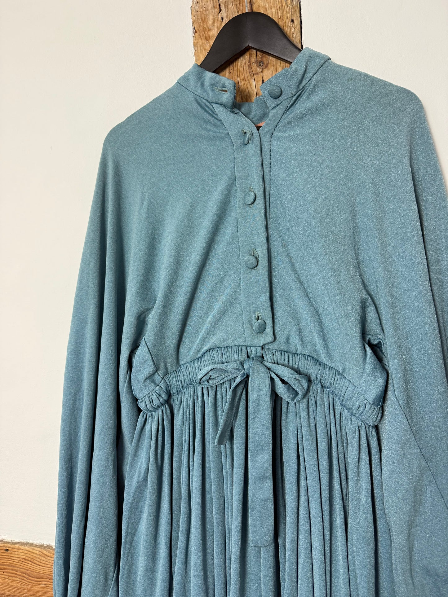 Vintage Rare Jean Varon Sky Blue Maxi Dress with Appliqué Details