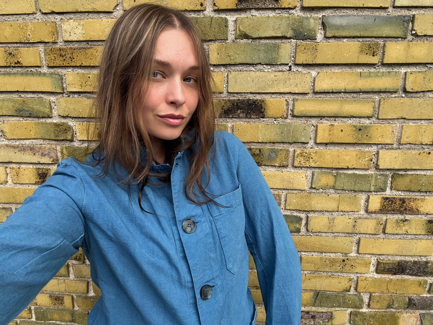 Slow Works Blue Cotton Jacket with Back Motive