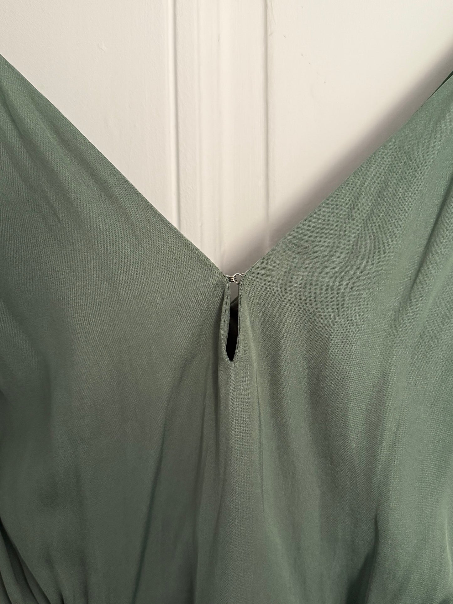 Maje Forest Green V-Neck Maxi Dress with Stunning Details