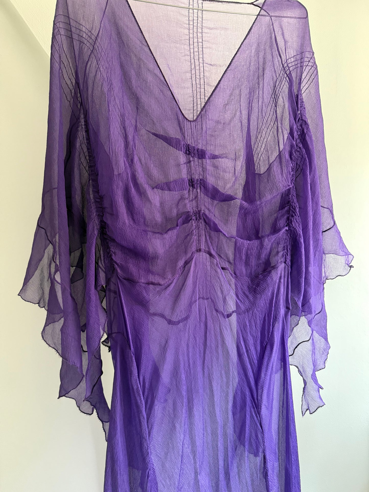 Vintage Sheer Violet Chiffon Maxi Dress