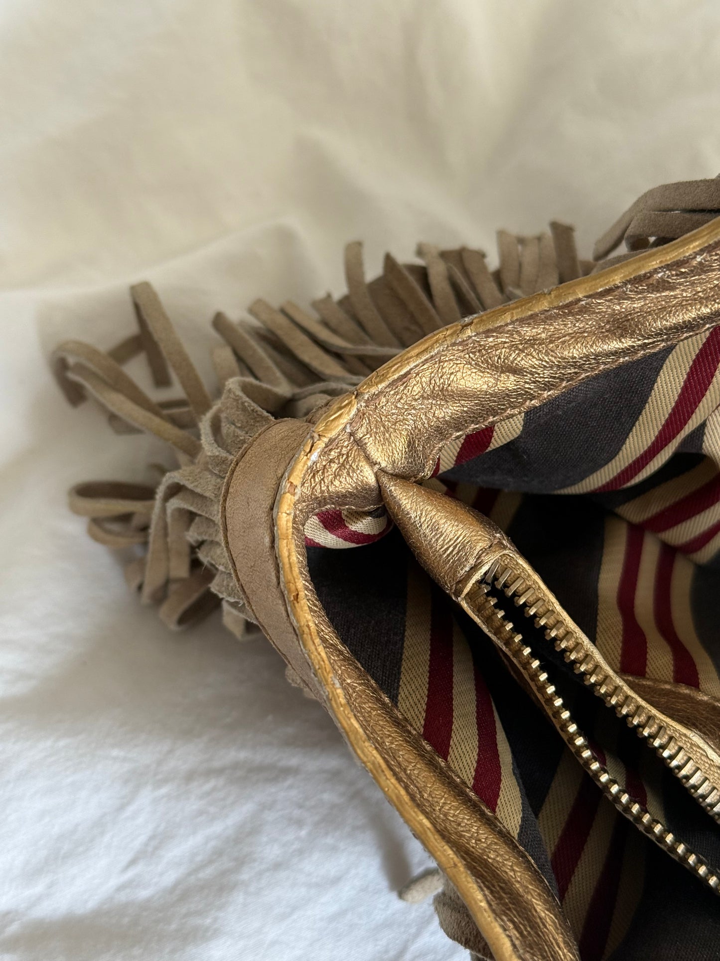 Rare 2000s Vintage Hogan Suede Bag with Fringe Detail