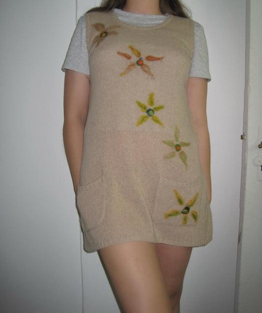 Rare Vintage Max Mara Dress with Multicolor Floral Embroidery