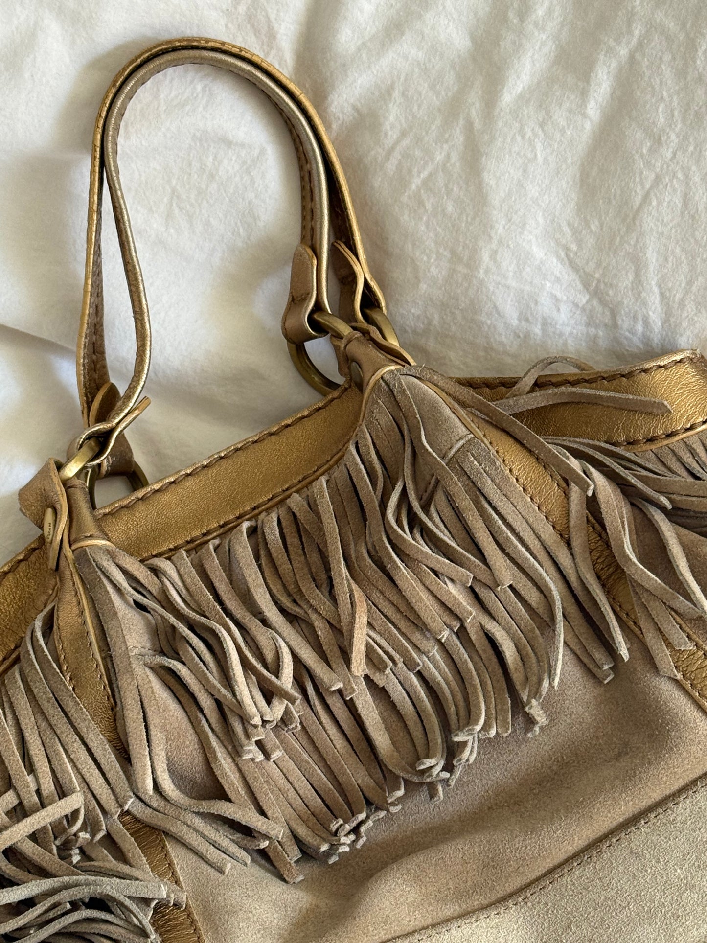 Rare 2000s Vintage Hogan Suede Bag with Fringe Detail