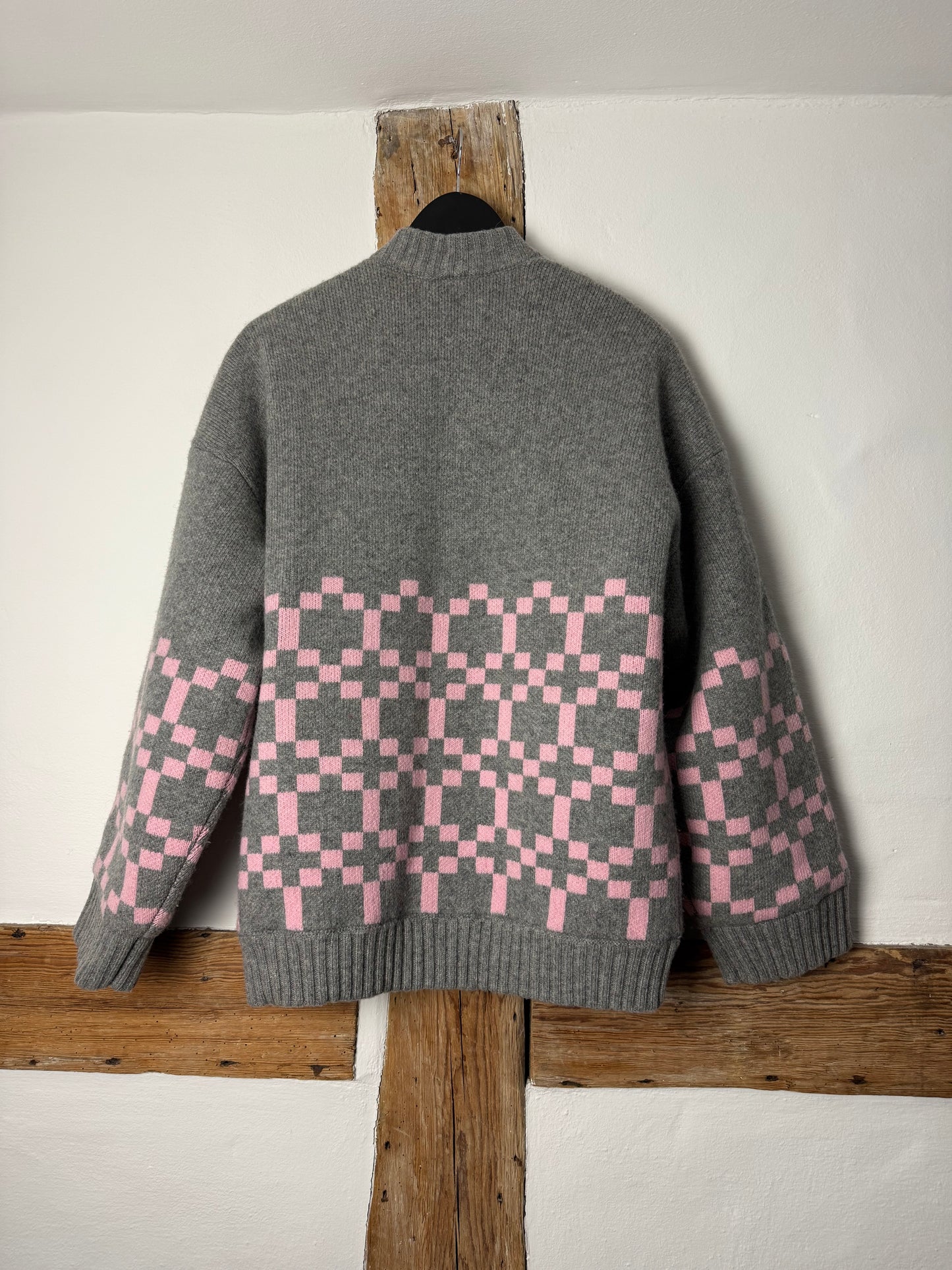 Stine Goya Lambswool Grey and Pink Bomber Jacket
