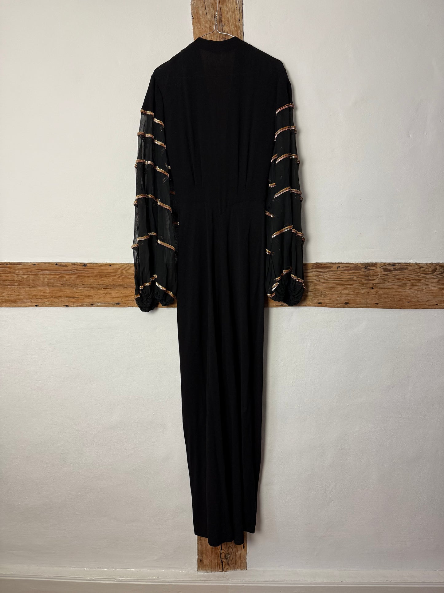 Vintage Dress From the Mid-70s with Sequins and Low Cut Neckline