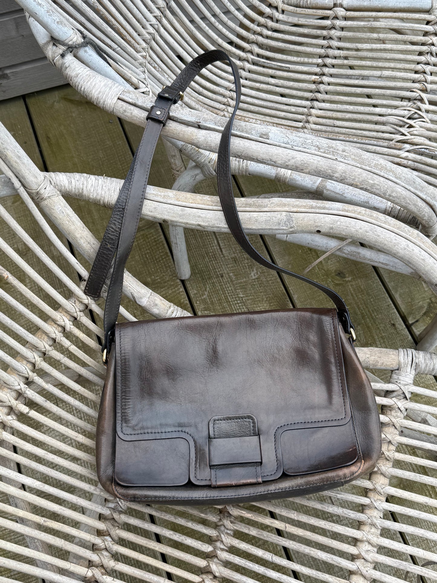 Rare Vintage Orla Kiely Crossbody Cow Leather Bag