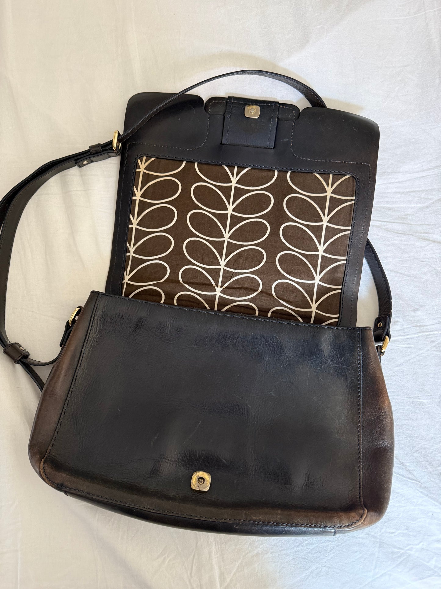 Rare Vintage Orla Kiely Crossbody Cow Leather Bag
