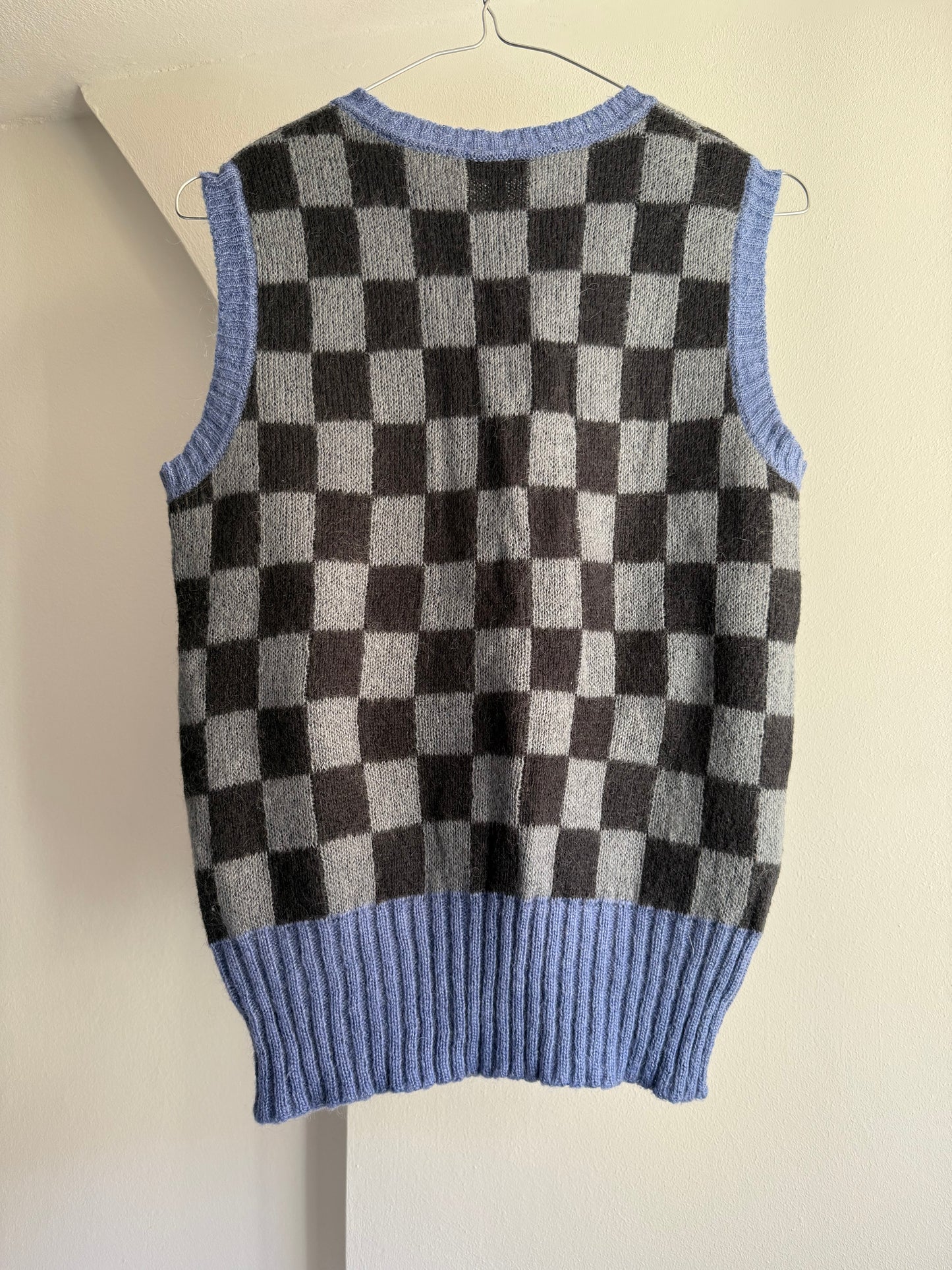 Vintage Armani Jeans Checkered Mohair Blend Knit Vest