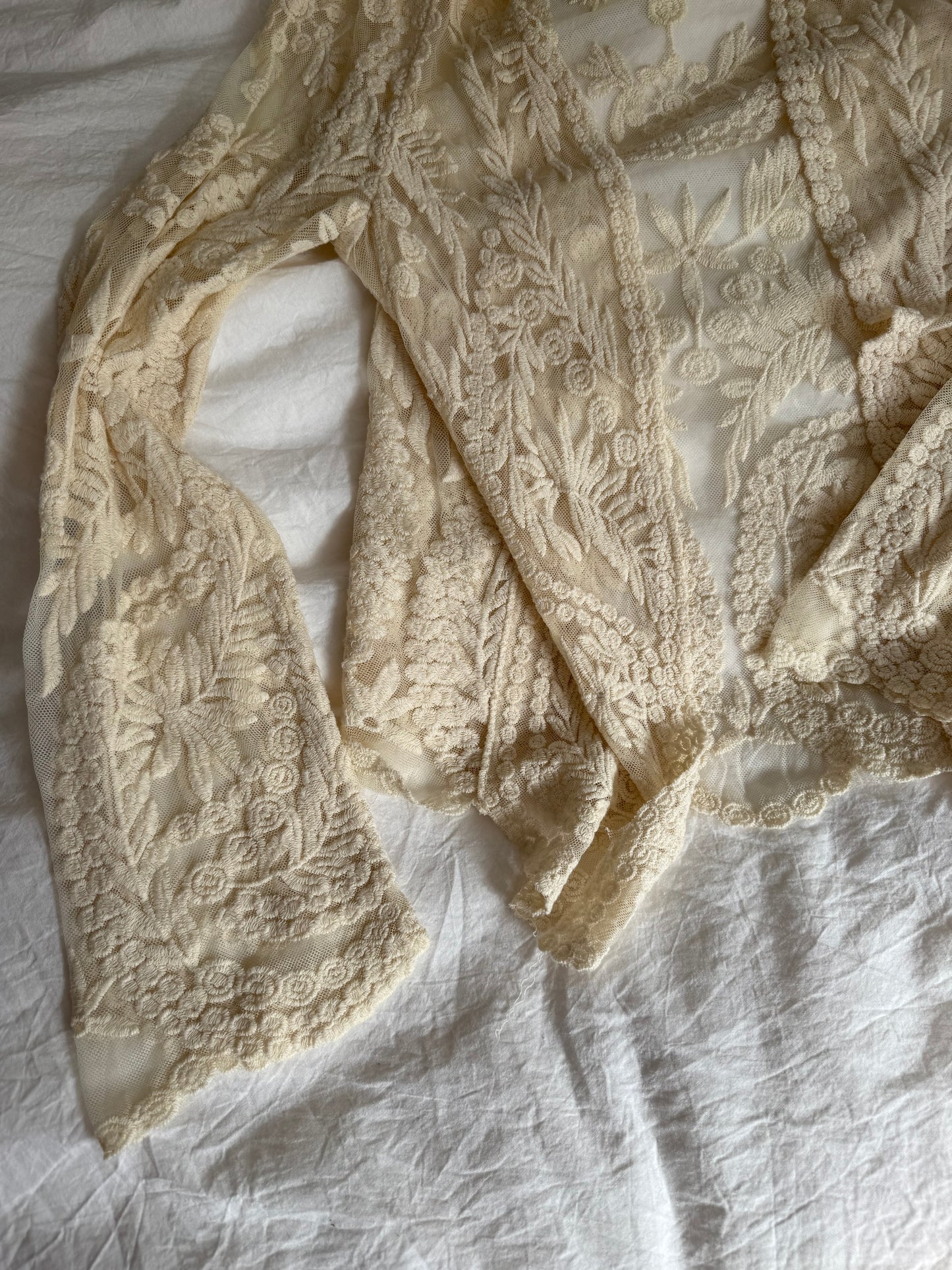 Vintage Lace Cardigan with Embroidered Details