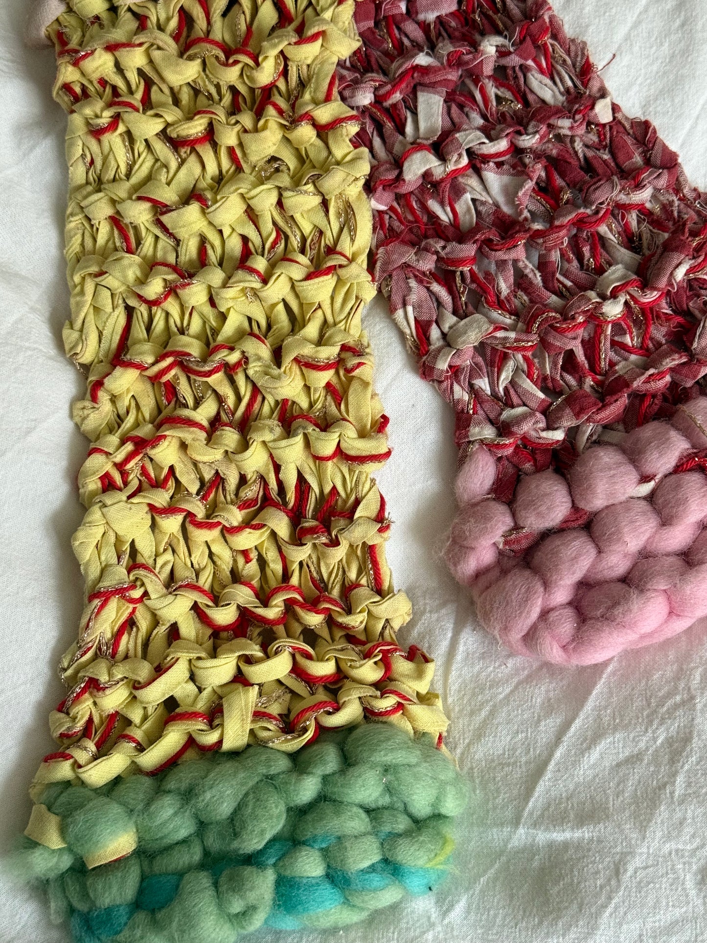 Vintage Rare Crochet Multicolored Scarf