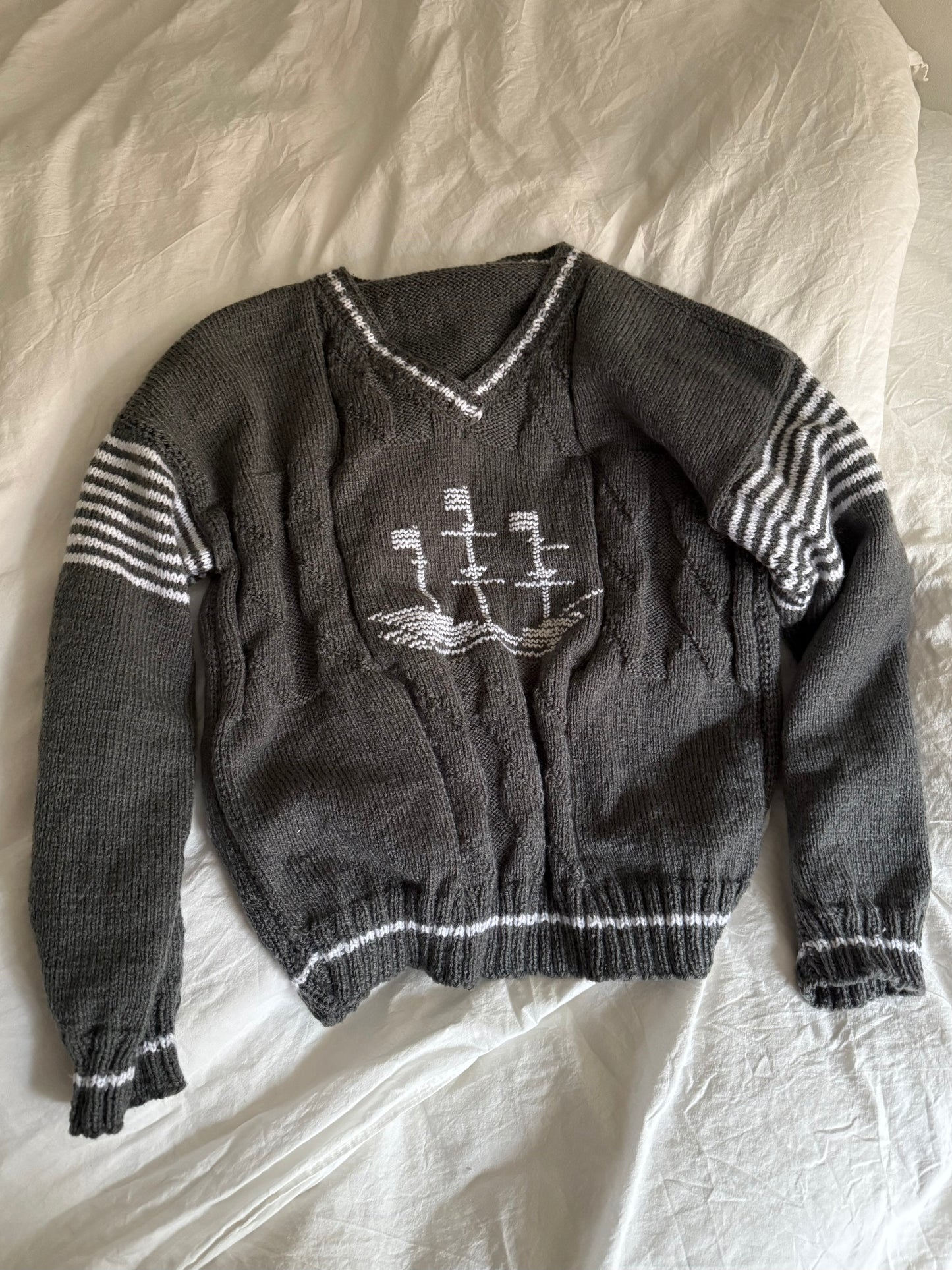 Vintage Handknitted V Neck Maritime Knit