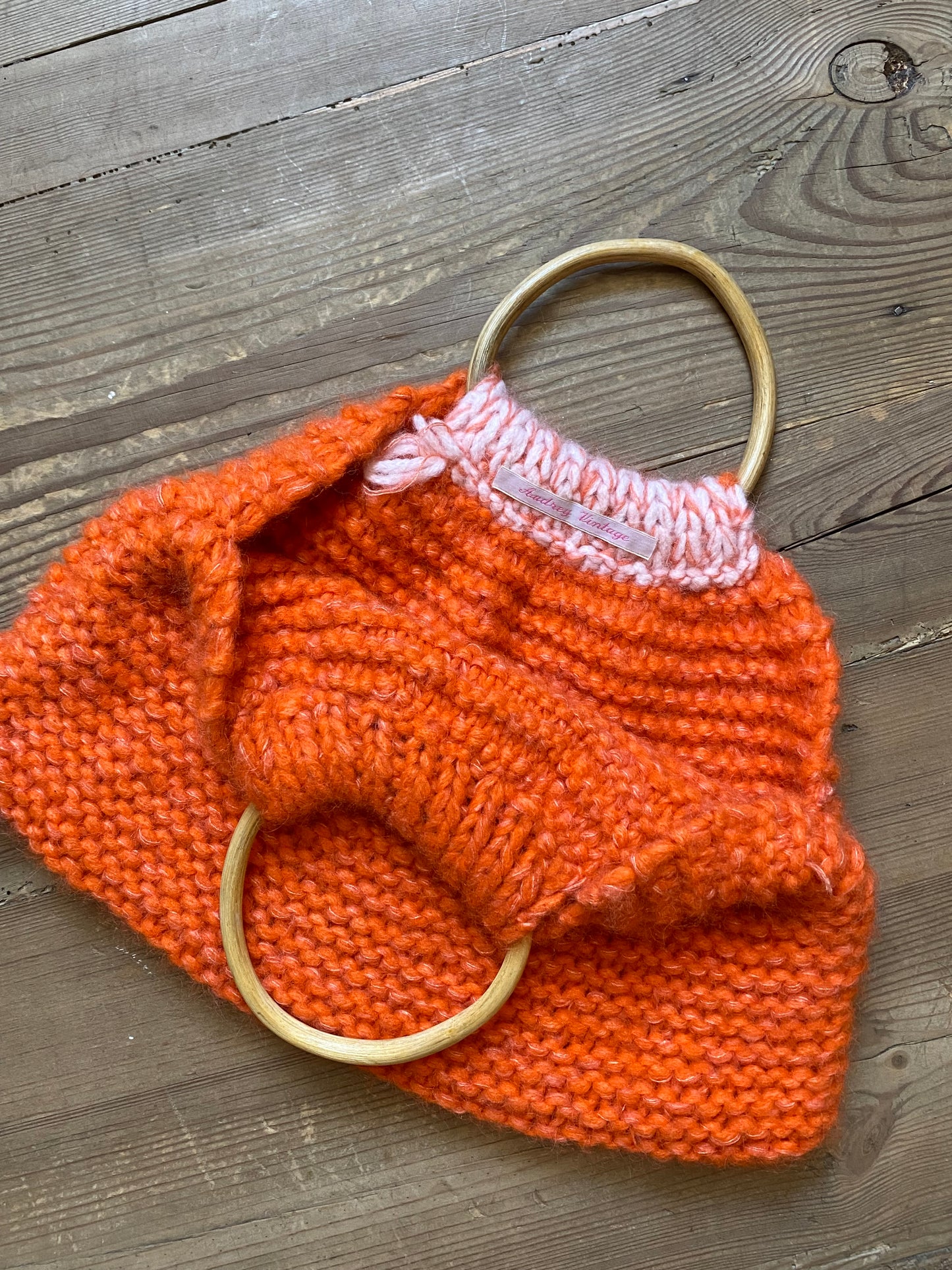 Vintage Orange Knitted Handbag