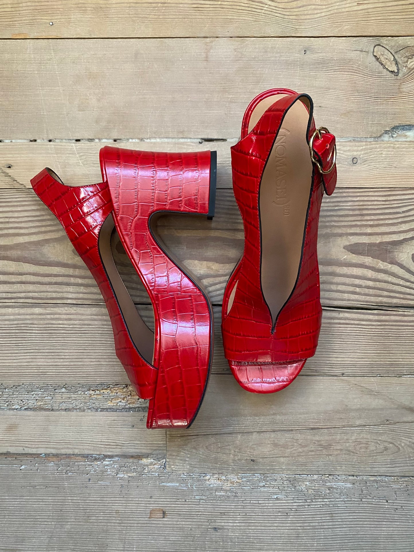 Embossed Leather Sling back Sandals