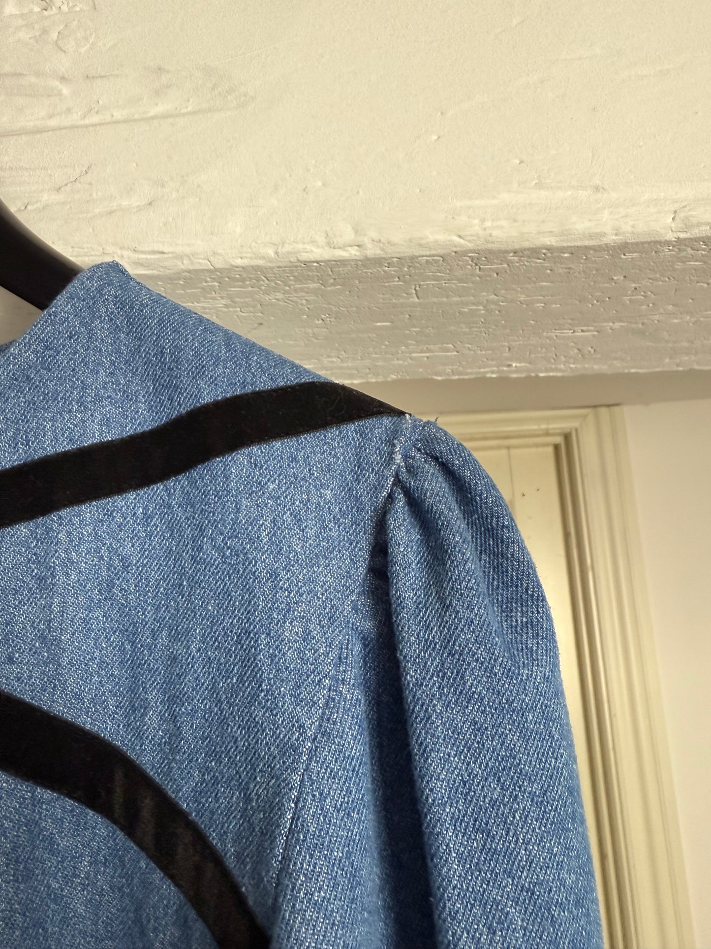 BATSHEVA Denim Dress with Velvet Details