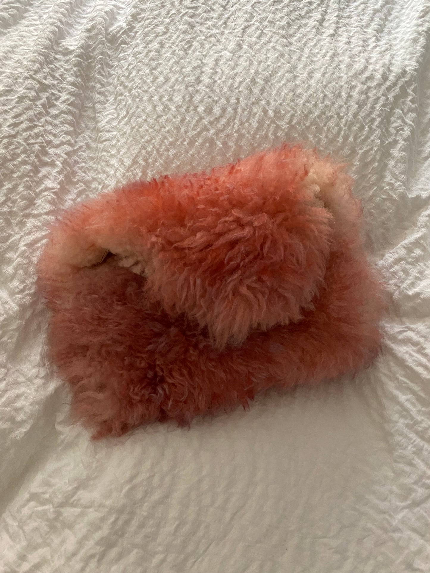 Fluffy Pink Clutch Made From Shearling