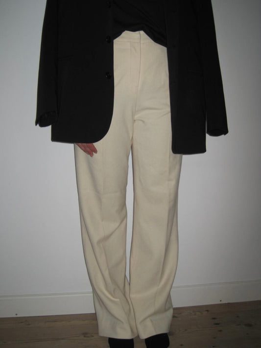 Vintage Chanel Cream Wool and Cashmere Tailored Trousers with Signature Button Detail