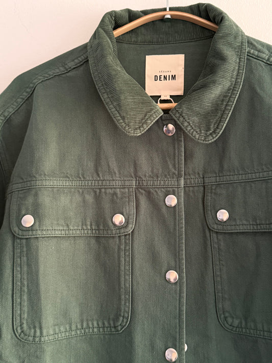 Sezane Green Denim Jacket