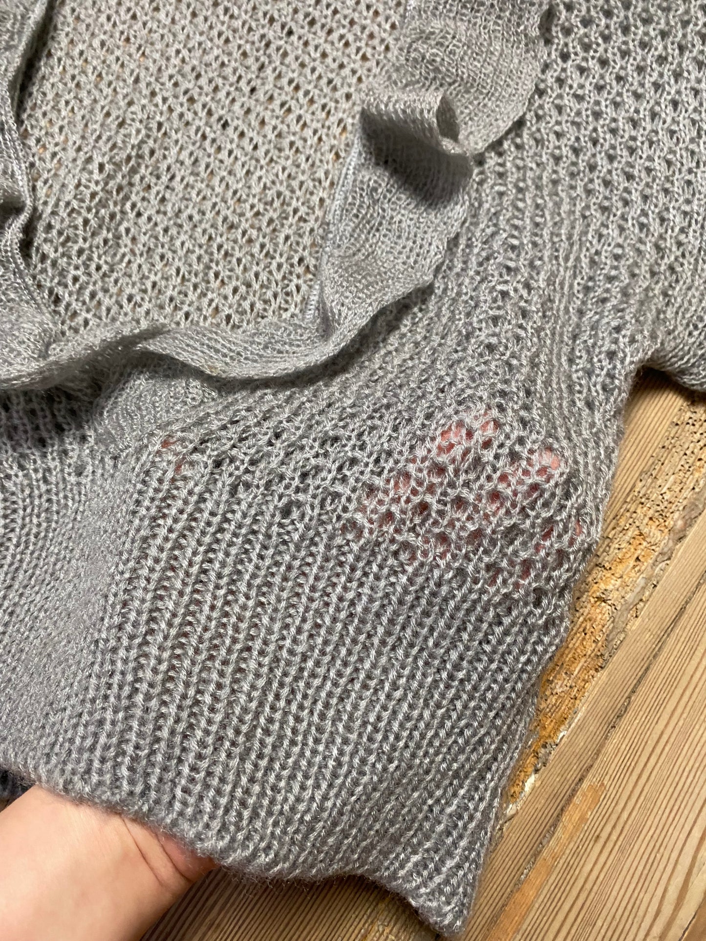 Vintage Sweater in Beautiful Grey With Ruffles