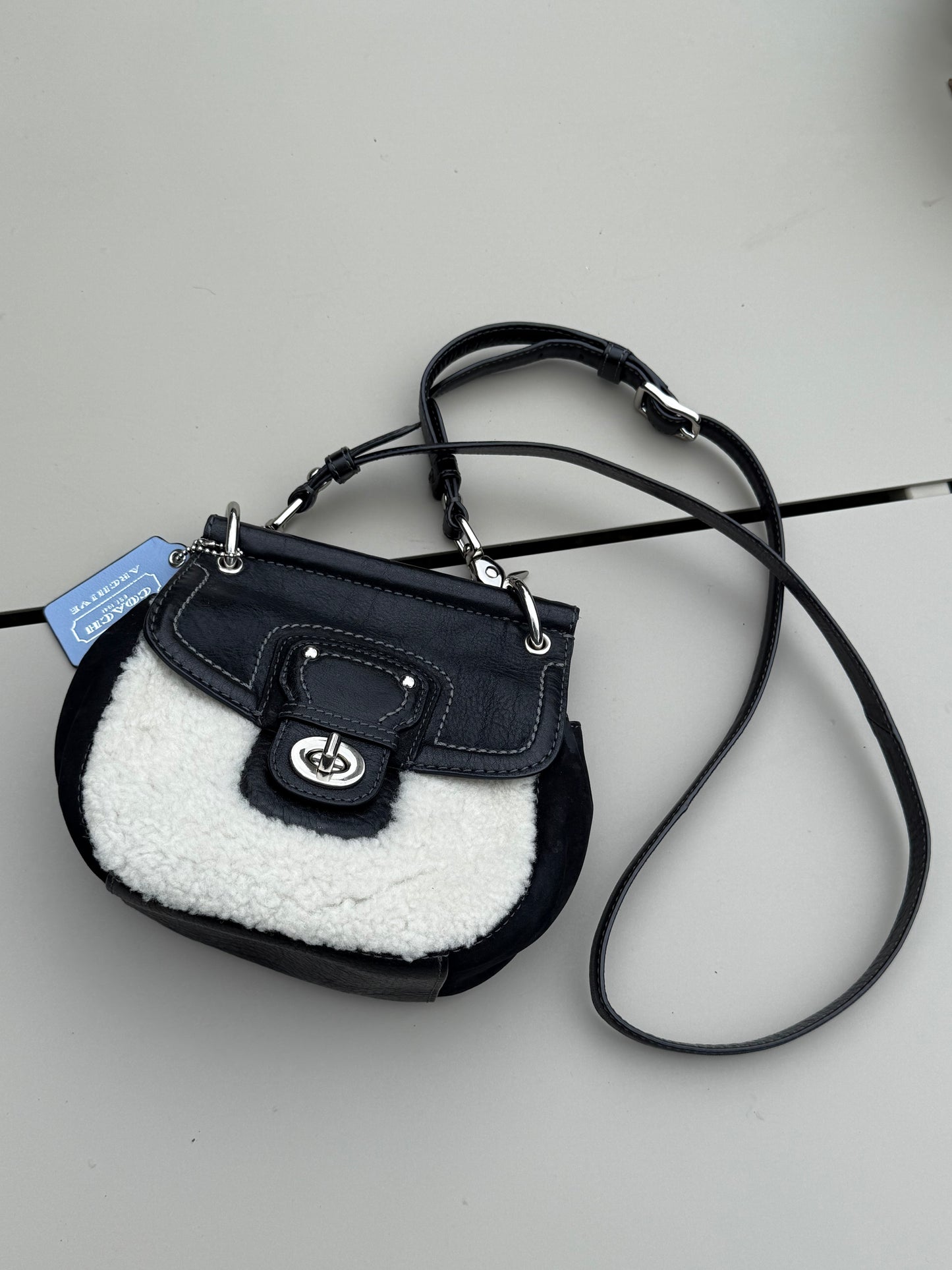 Coach Shearling & Leather Crossbody Bag