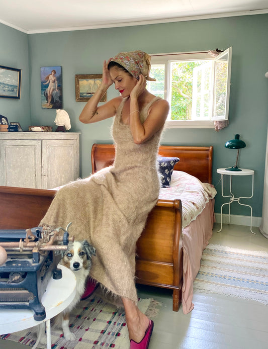 Marlene Birger Maxi Champagne Mohair Dress