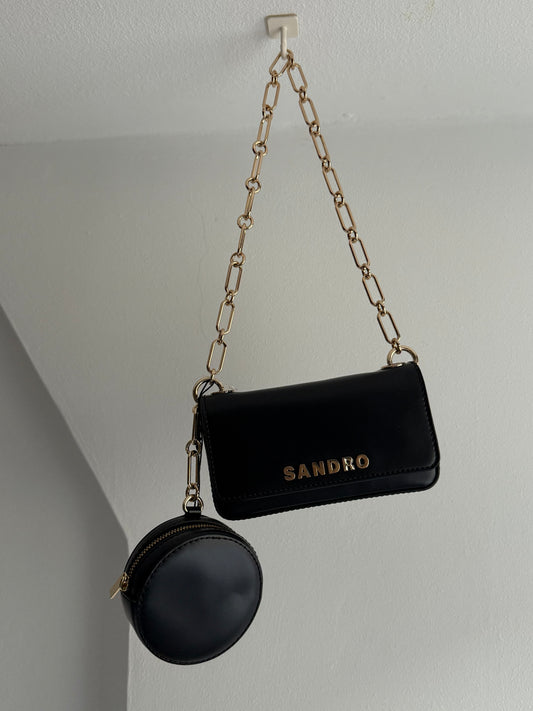 Sandro City Leather Shoulder Bag