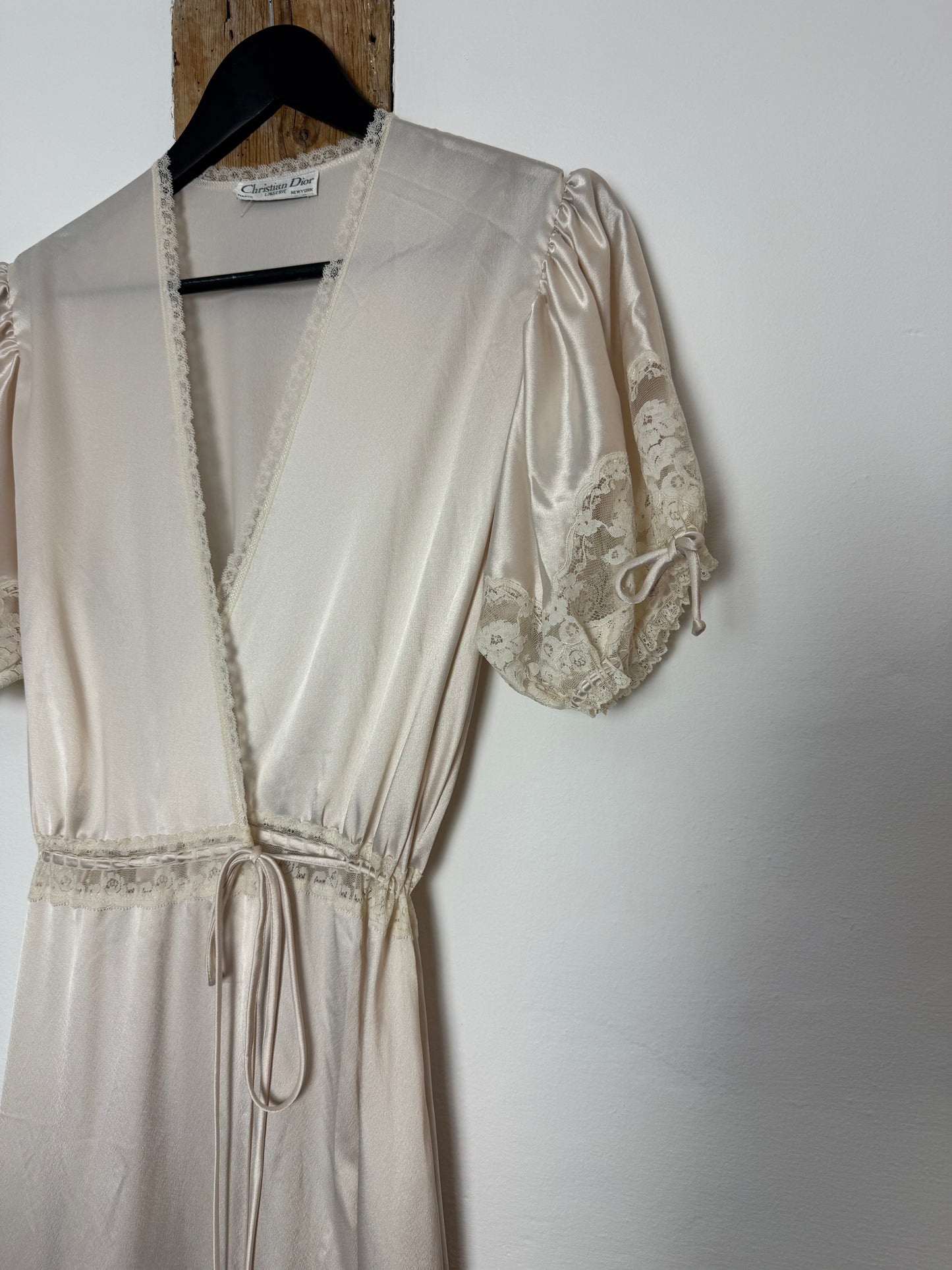 Vintage Christian Dior Ivory Wrap Dress/Robe