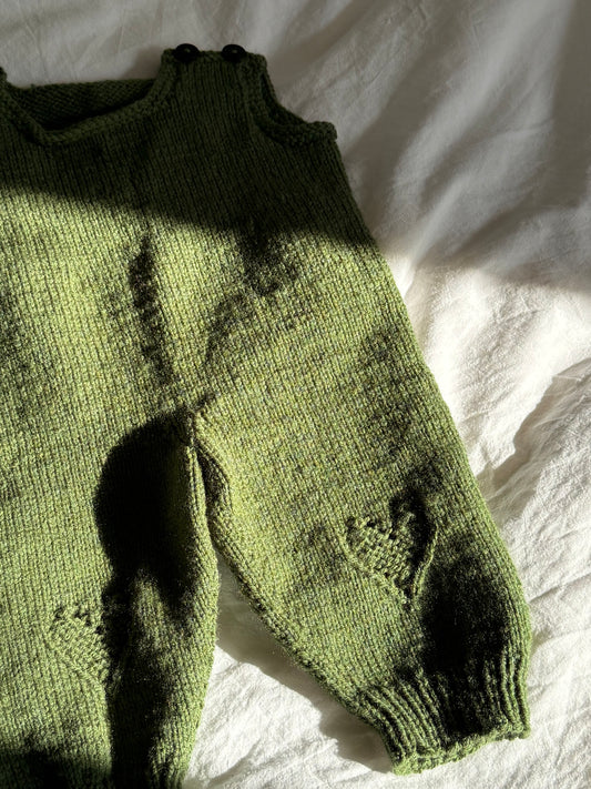 Vintage Handknit Baby Romper with Heart Details