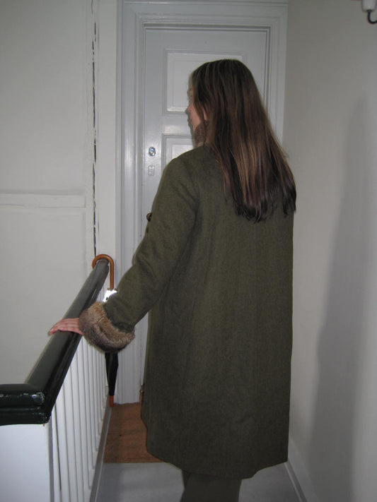 Vintage Rare Louis Geraud Wool Coat with Fur Details