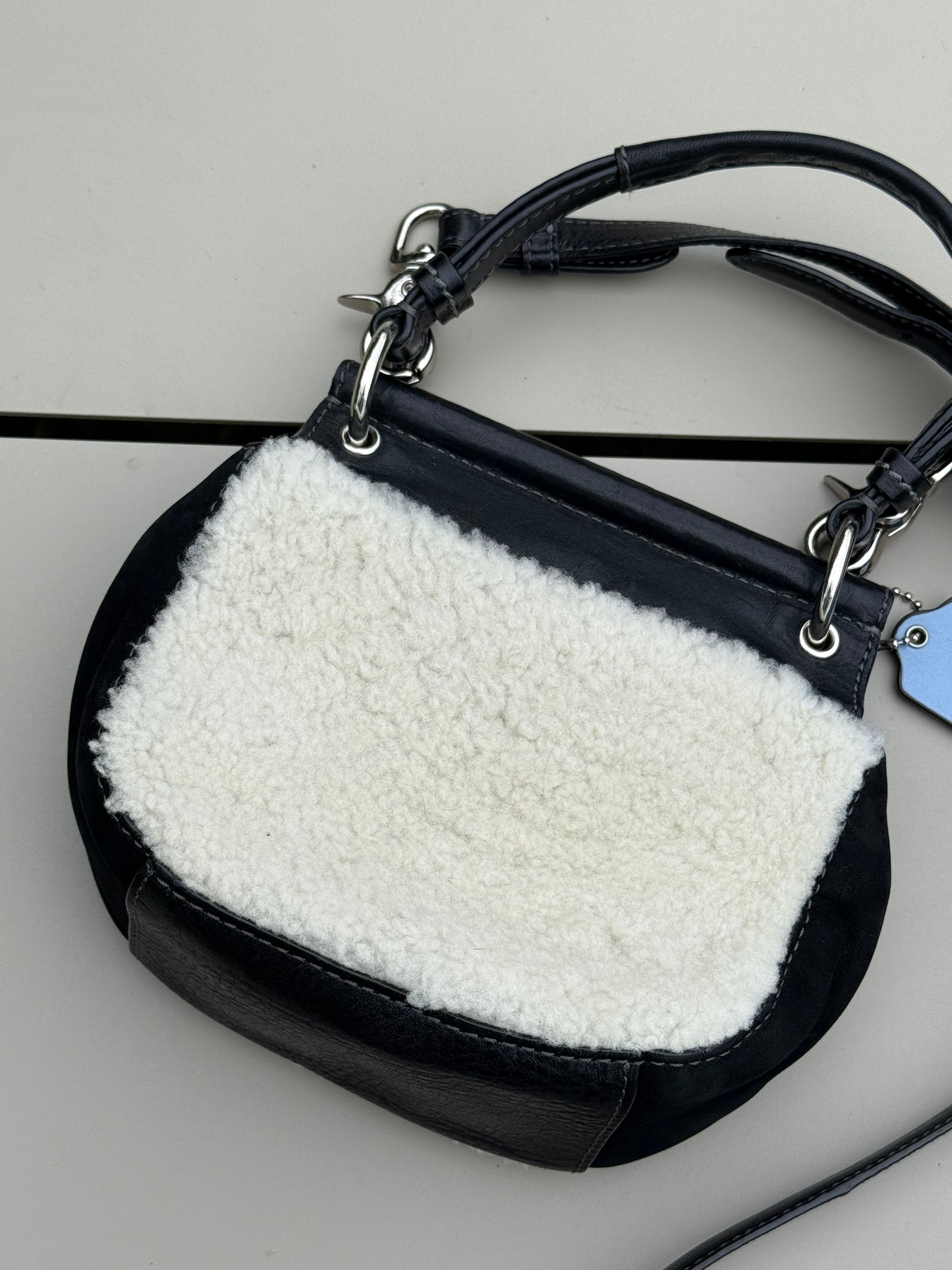 Coach Shearling & Leather Crossbody Bag