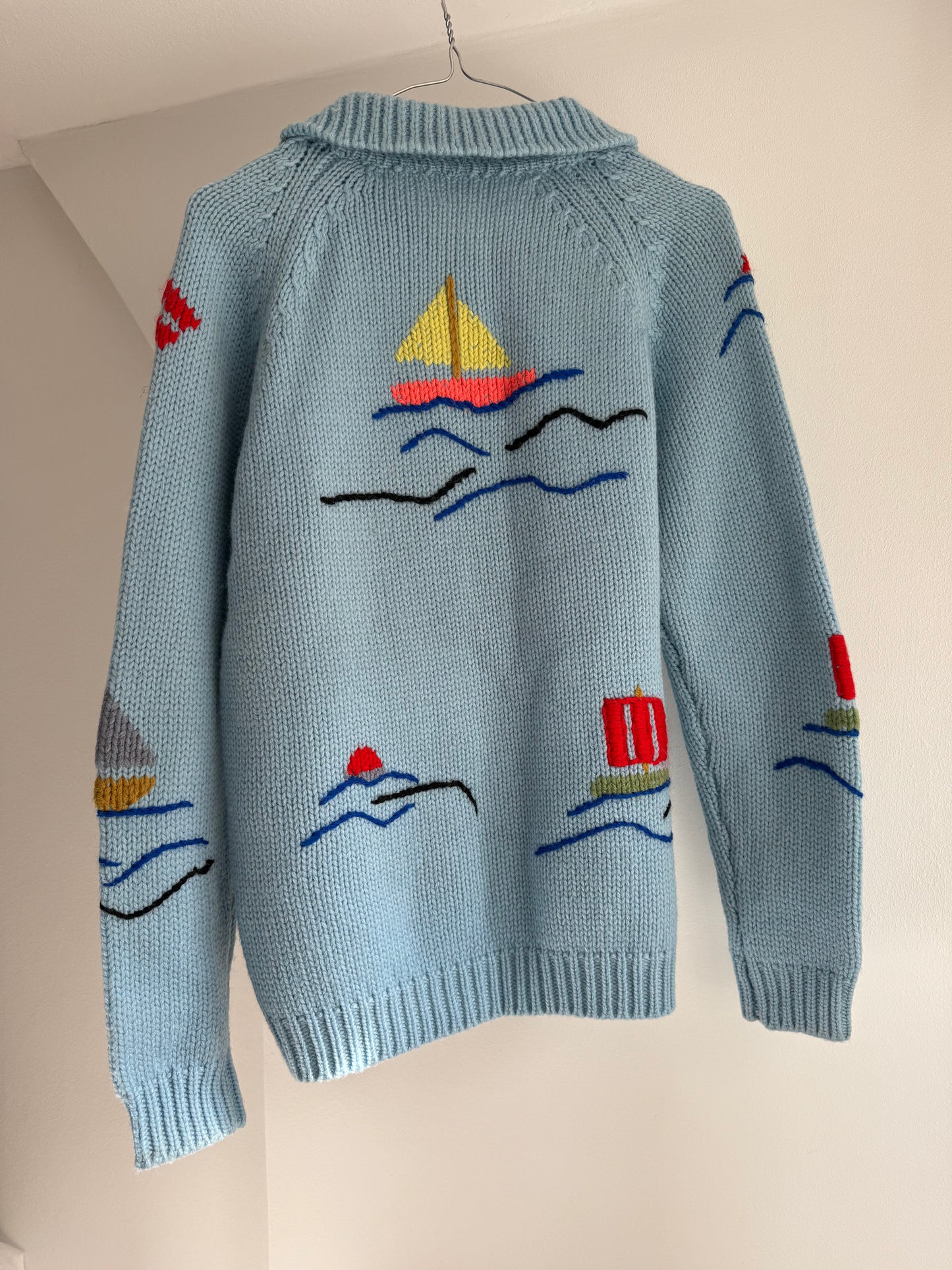 Vintage Knit Cardigan with Marine Motives